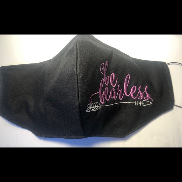 Be Fearless Embroidered Boho Face Mask With Filter - Picture 3 of 4
